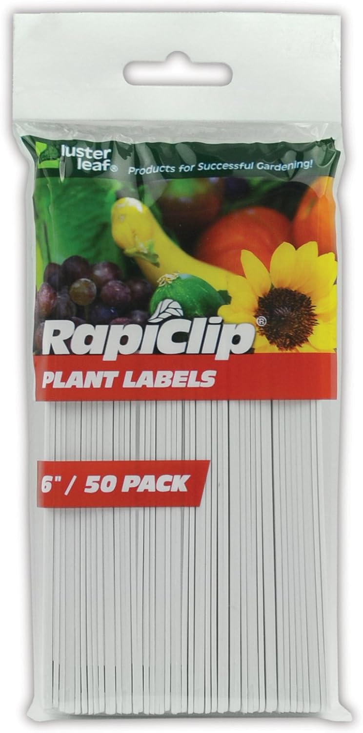 Luster Leaf Rapiclip 6-Inch White Plant Labels - 50 Pack for Gardening